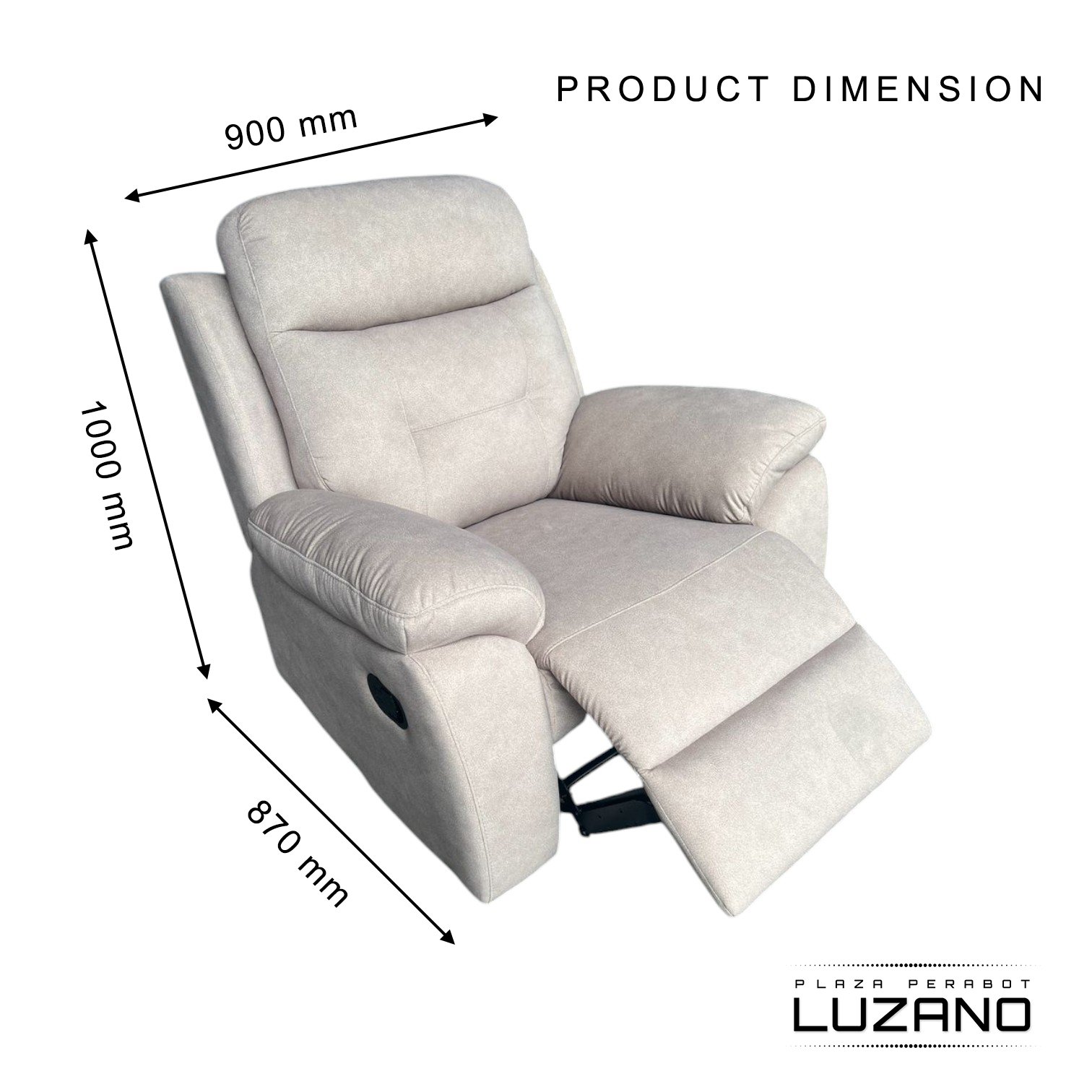 Full Sofa Set with Single Recliner / 1R+2S+3S Seater Fabric Sofa 2 SF 143 R 4 @LuzanoFurniture
