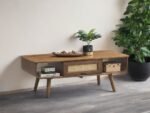 Rattan Design Wooden Coffee Table - Image 3