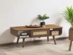 Rattan Design Wooden Coffee Table - Image 5