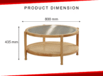 Rattan Design Coffee Table and Side Table | Solid Rubberwood | Rattan Base And Rainbow Glass Top - Image 2