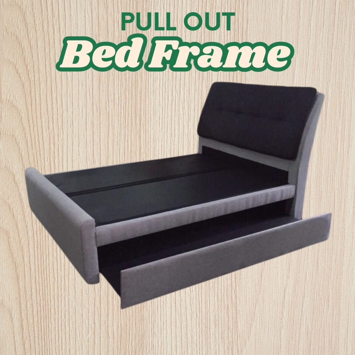 Queen / King Size Bed Frame With Pull Out Bed frame ( Fabric) - Image 1