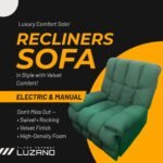 Velvet Recliner Chair | Electric & Manual Function | Swivel & Rocking | Adjustable Sofa Chair in Green / Grey | High Density Foam | 150KG Capacity - Image 6