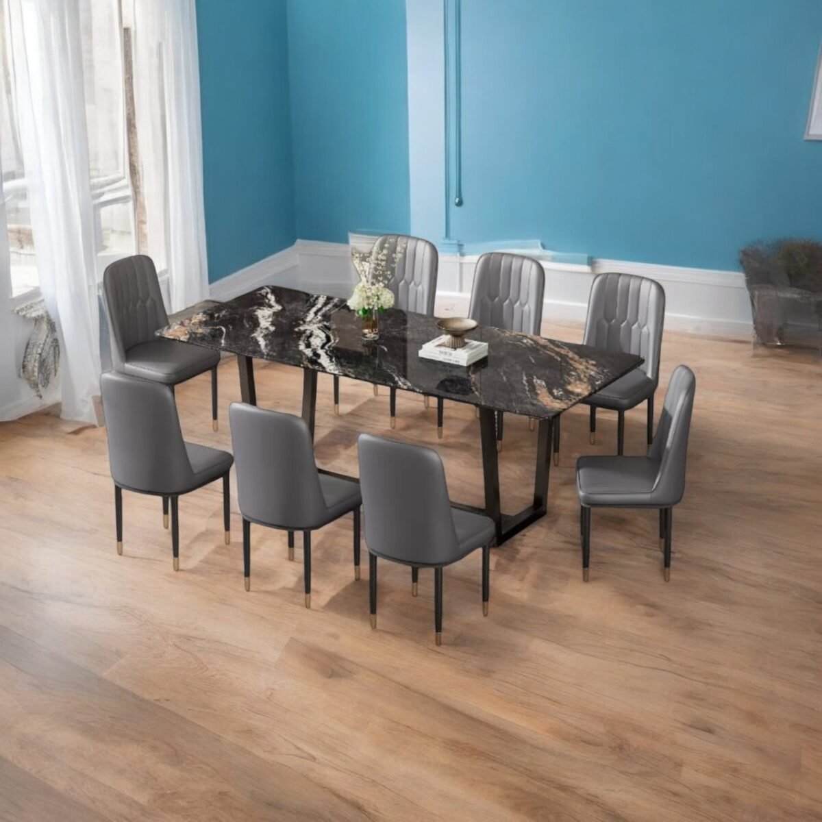Marble dining set 6 @LuzanoFurniture