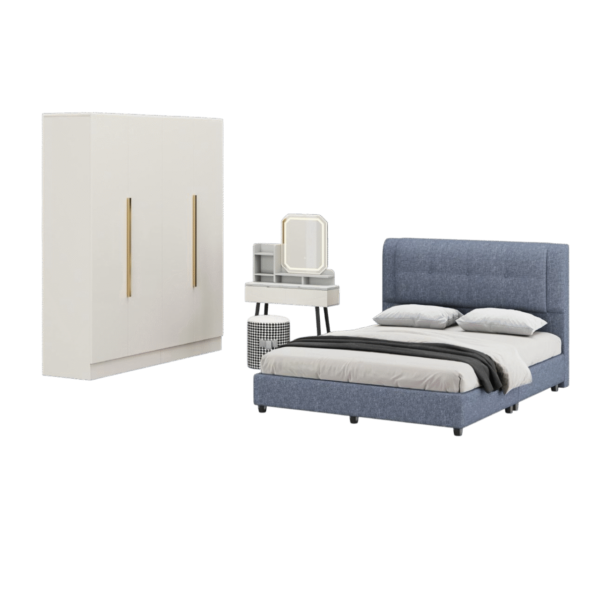 Elegant Bedroom Set with Modern Design Wardrobe - Image 4