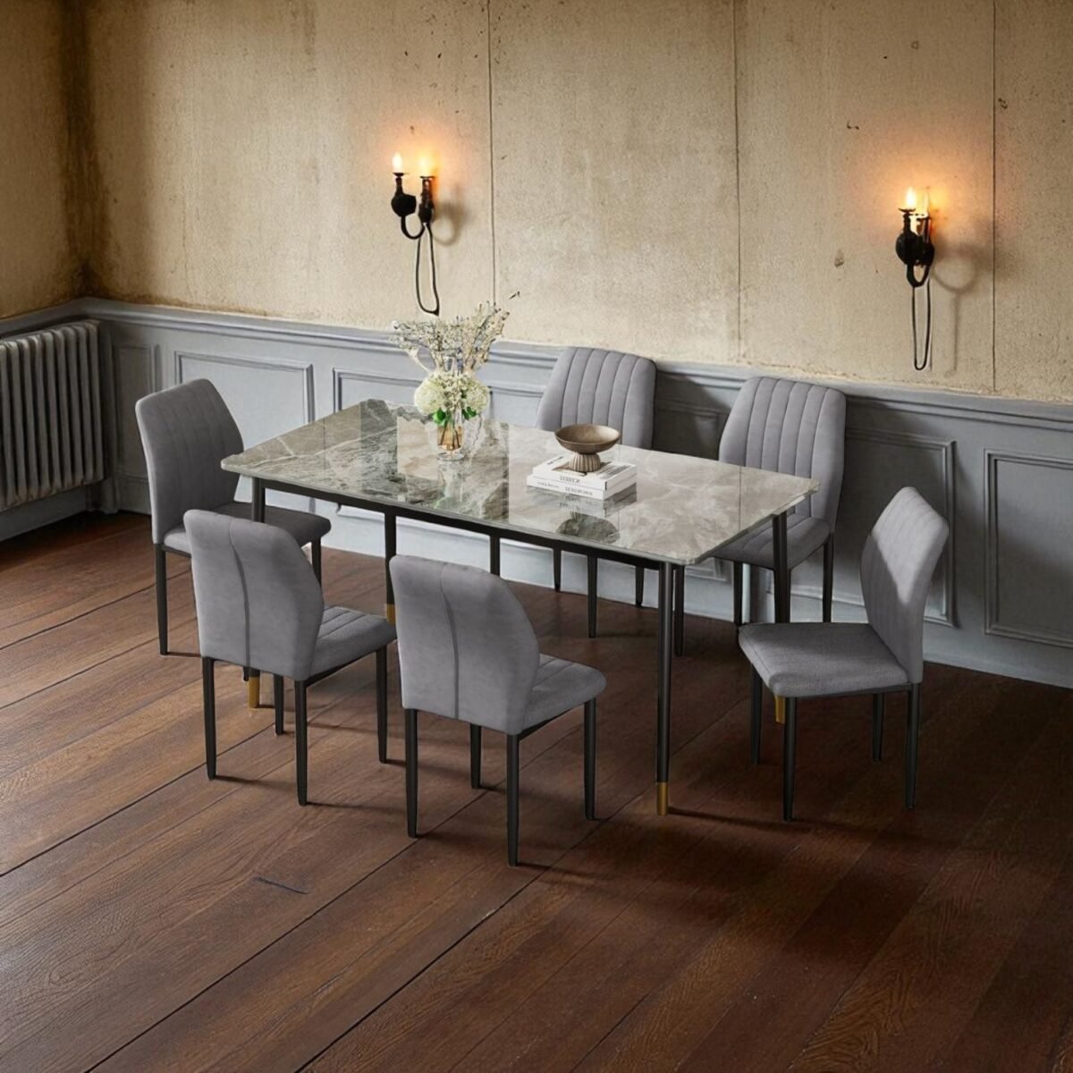 Ceramic Dining Set With 6Chair - Image 3