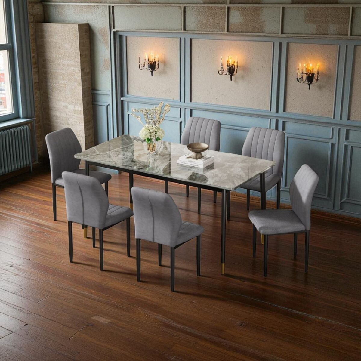 Ceramic Dining Set With 6Chair - Image 13