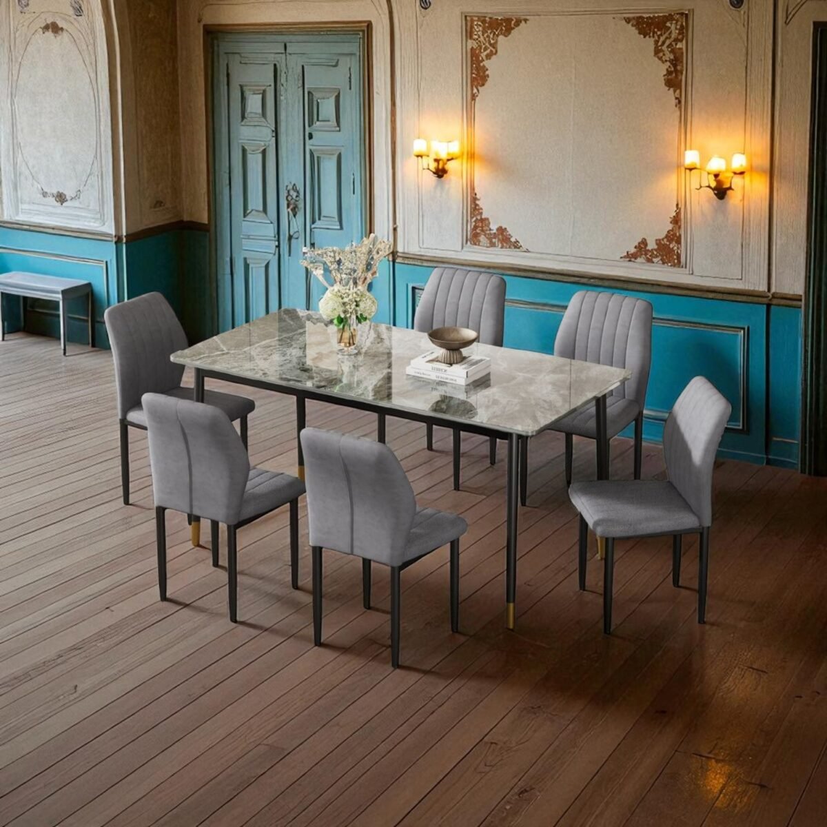 Ceramic Dining Set With 6Chair - Image 10