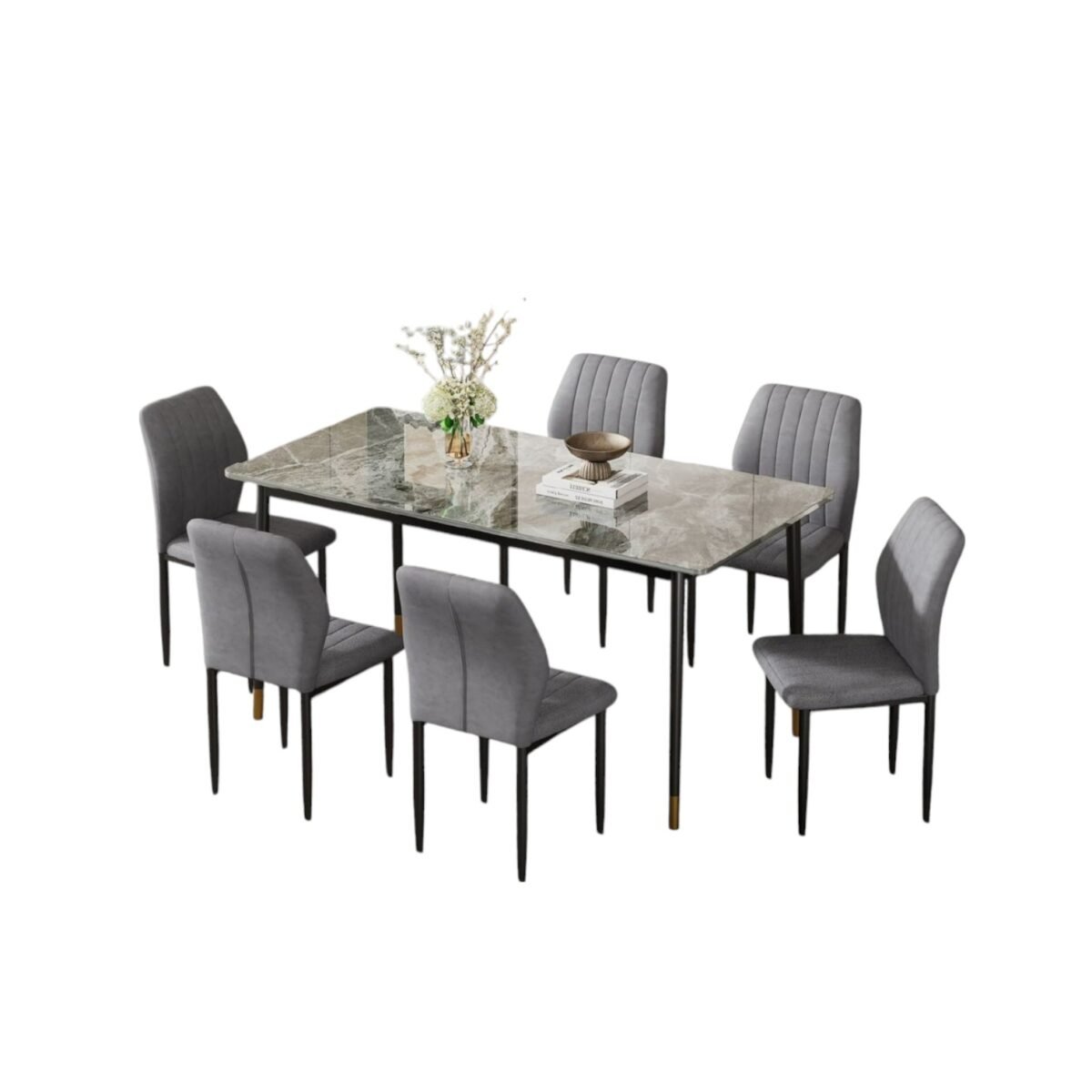 Ceramic Dining Set With 6Chair - Image 1