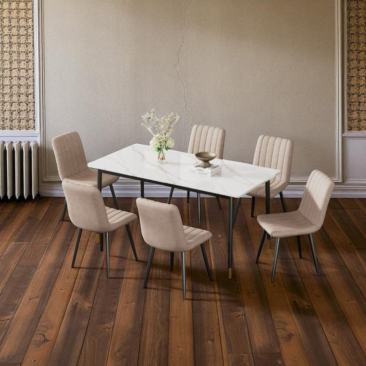 Ceramic Dining Set With 6Chair - Image 6
