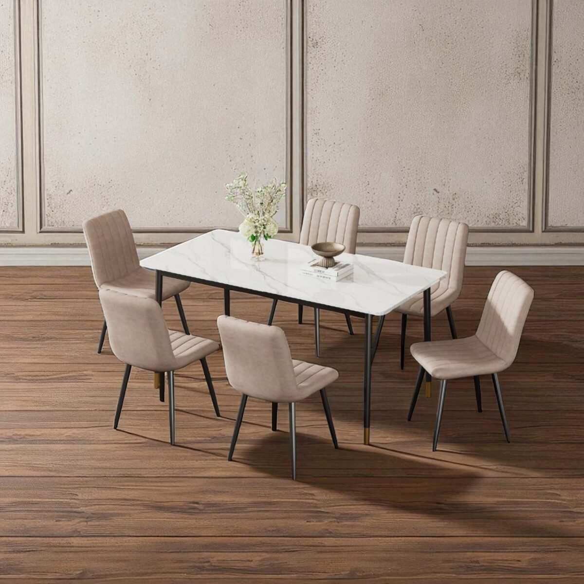 Ceramic Dining Set With 6Chair - Image 5