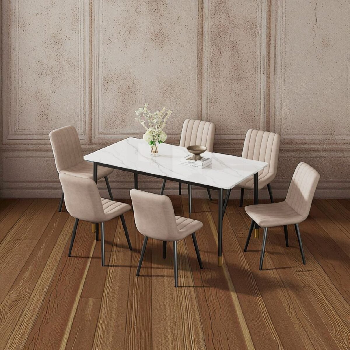 Ceramic Dining Set With 6Chair - Image 2