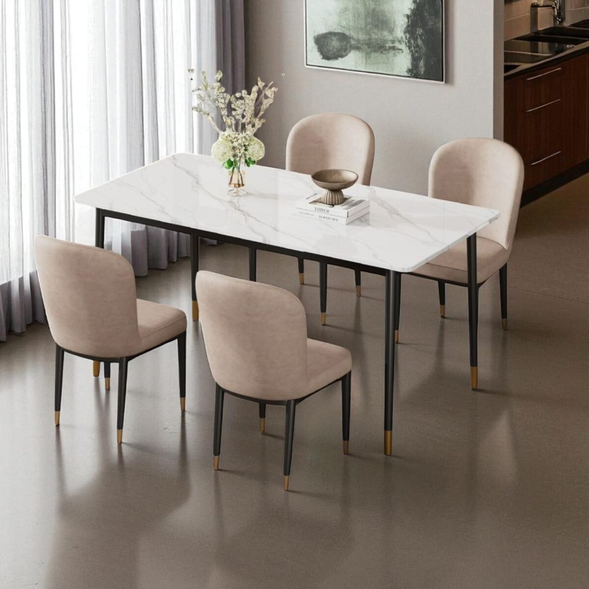 Ceramic Dining Set With 4Chair - Image 10