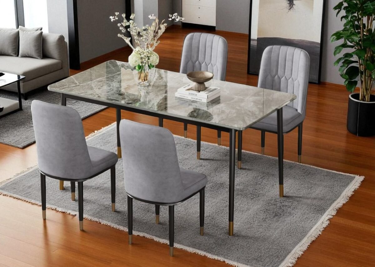 Ceramic Dining Set With 4Chair - Image 6
