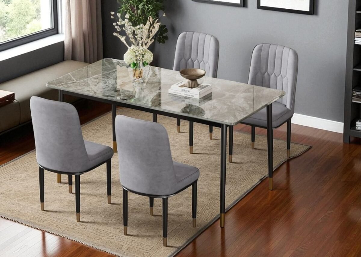Ceramic Dining Set With 4Chair - Image 5