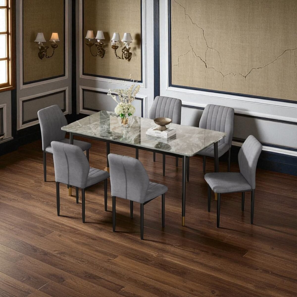 Ceramic Dining Set With 6Chair - Image 9