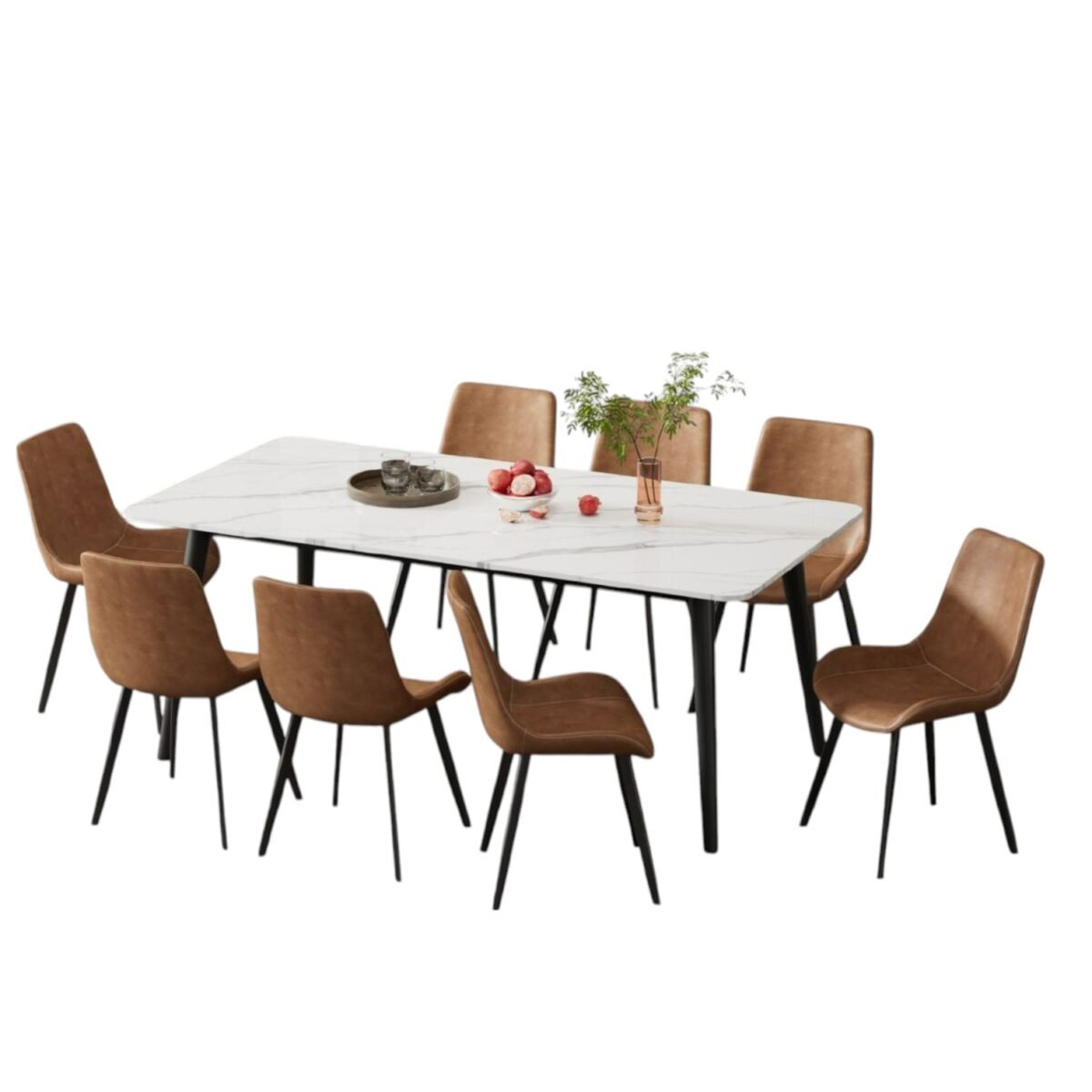 Ceramic Dining Table with 8 Chairs - Image 1
