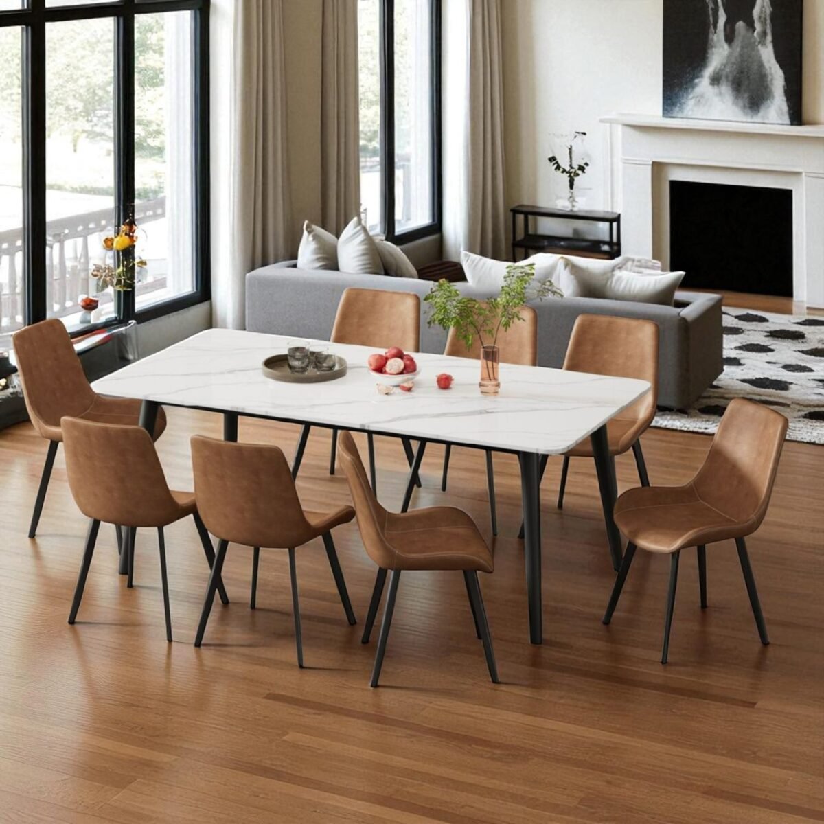 Ceramic Dining Table with 8 Chairs - Image 7