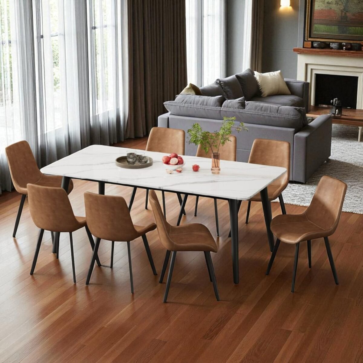 Ceramic Dining Table with 8 Chairs - Image 6