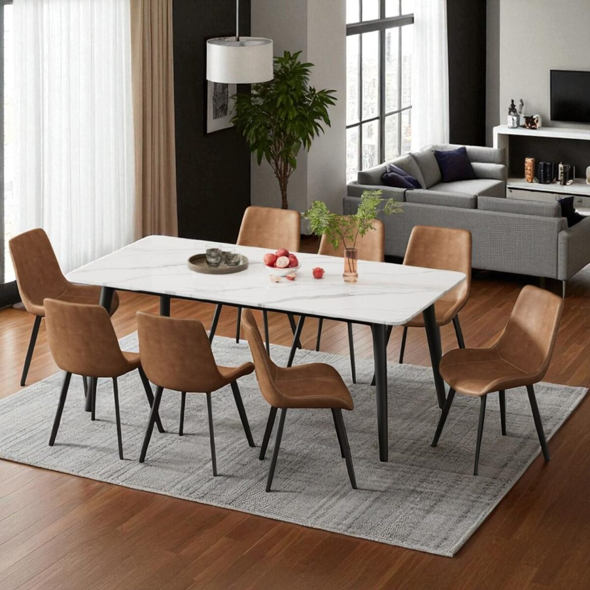 Ceramic Dining Table with 8 Chairs - Image 5