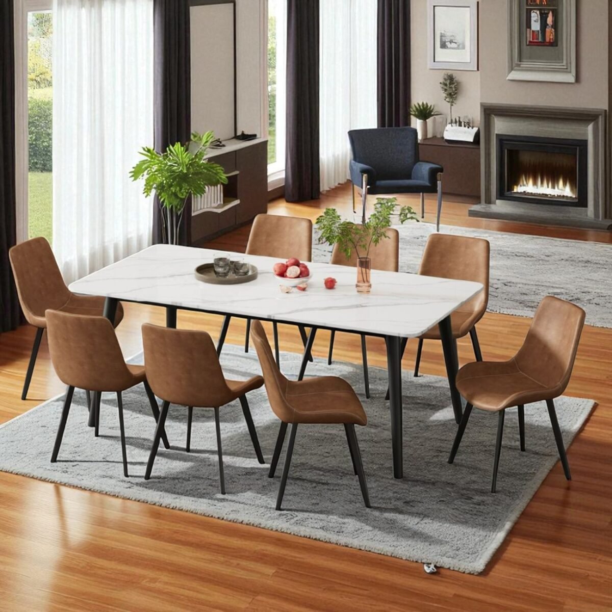Ceramic Dining Table with 8 Chairs - Image 4