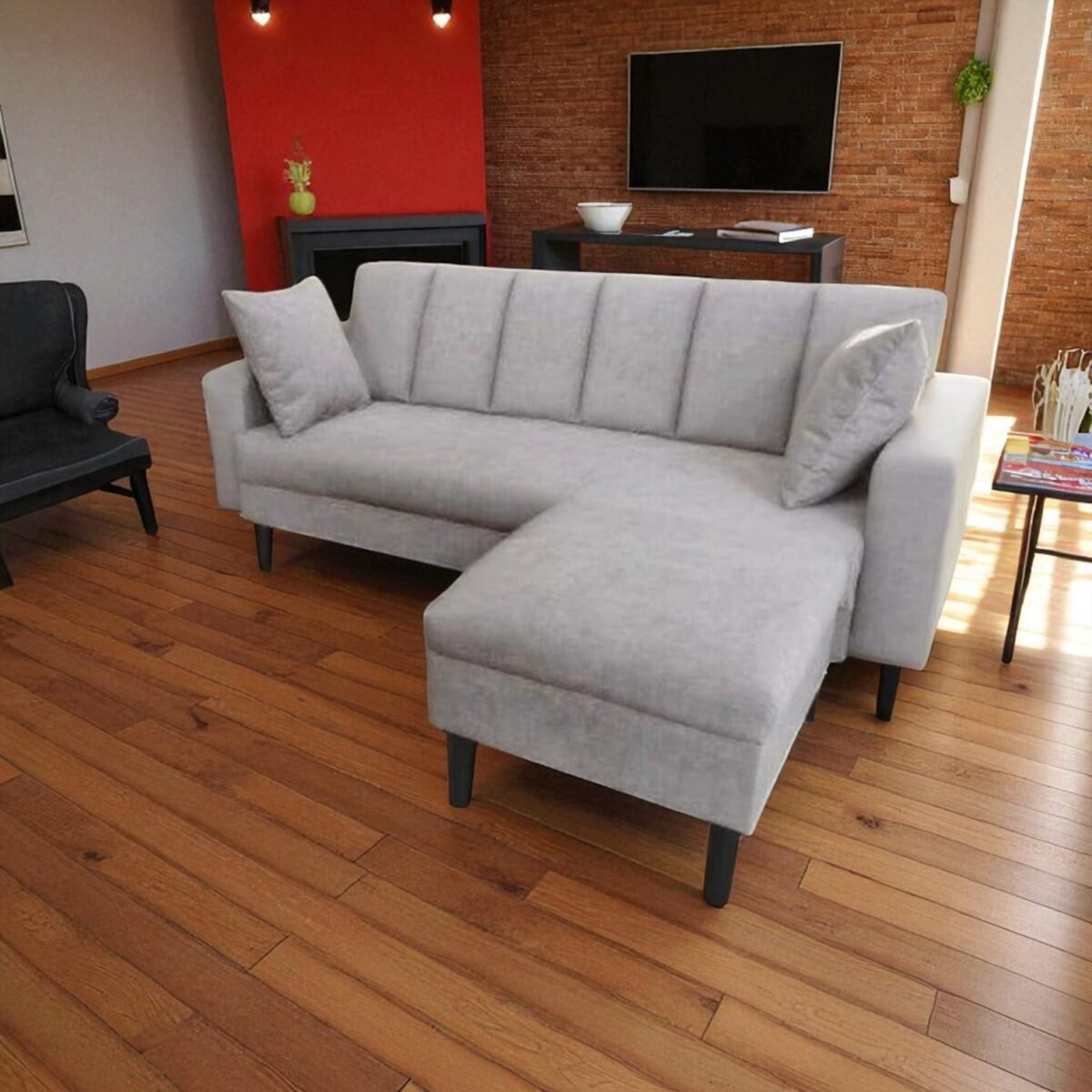 3 Seater Sofa with Stool - Image 4