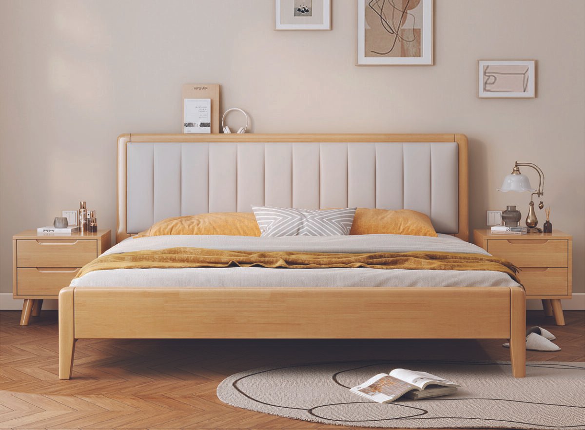 Solid Wooden Bedframe - Natural Finish - Image 4