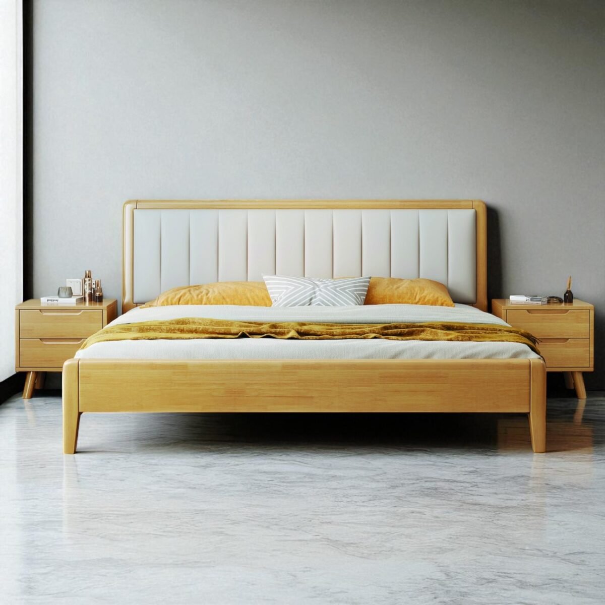Solid Wooden Bedframe - Natural Finish - Image 10