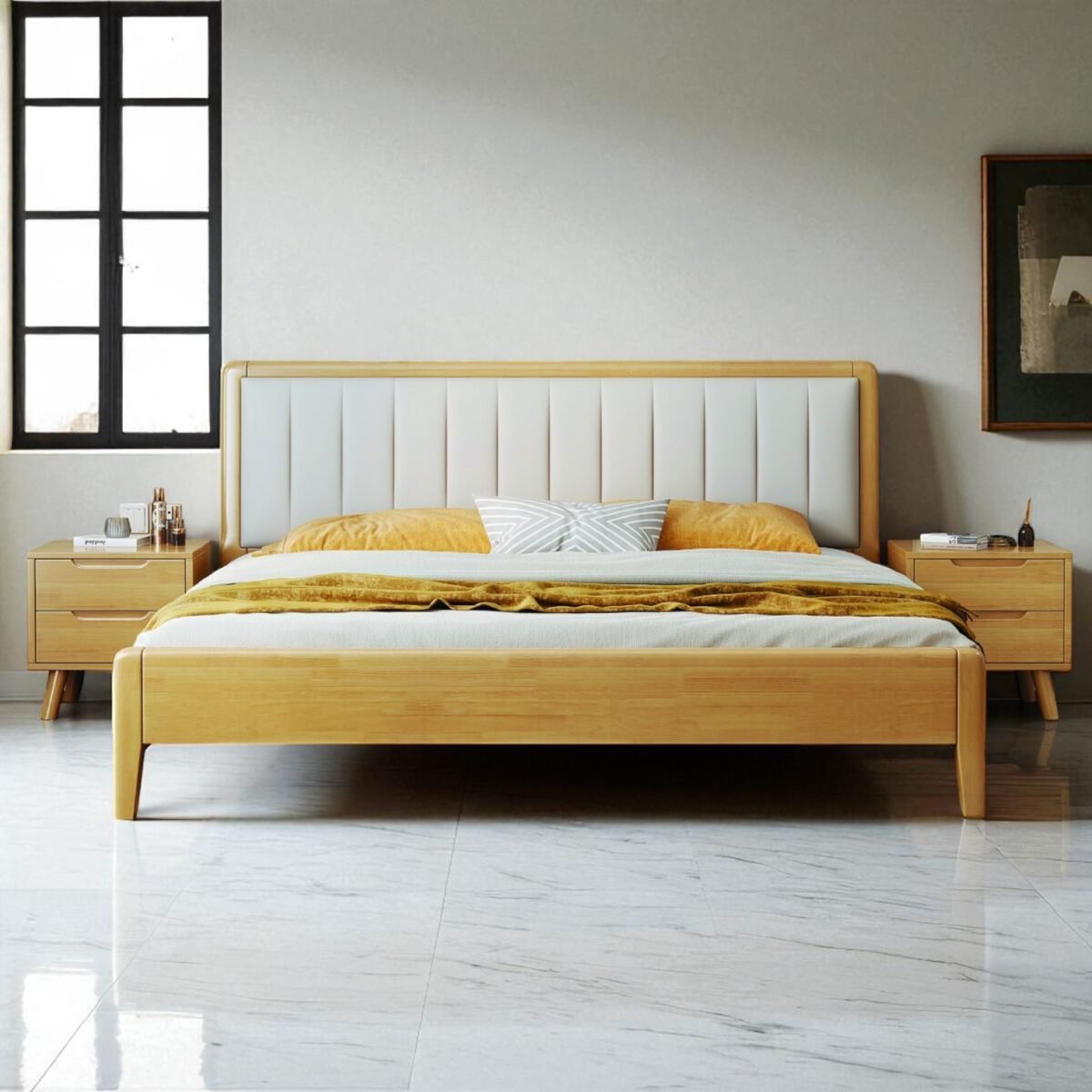 Solid Wooden Bedframe - Natural Finish - Image 9