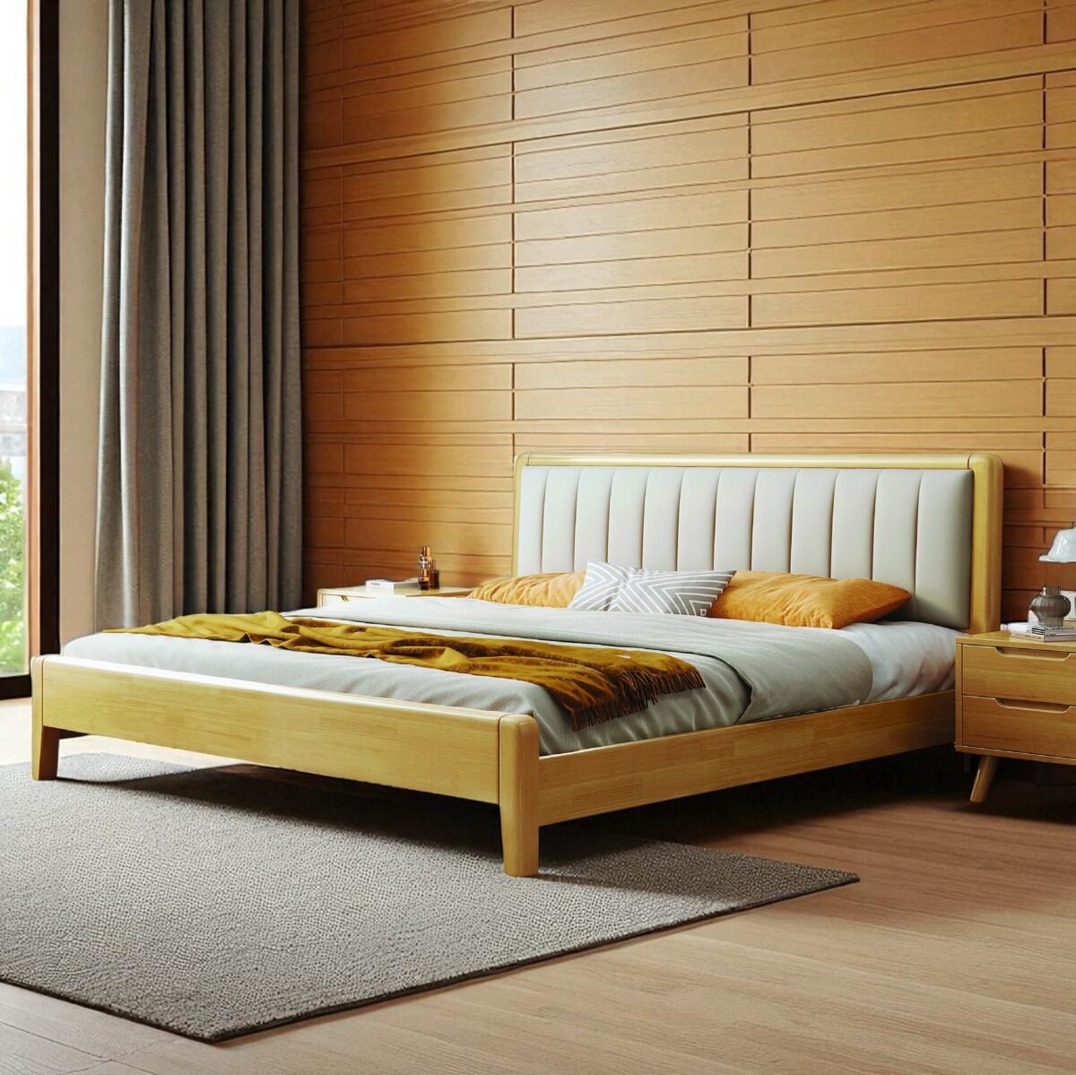 Solid Wooden Bedframe - Natural Finish - Image 8