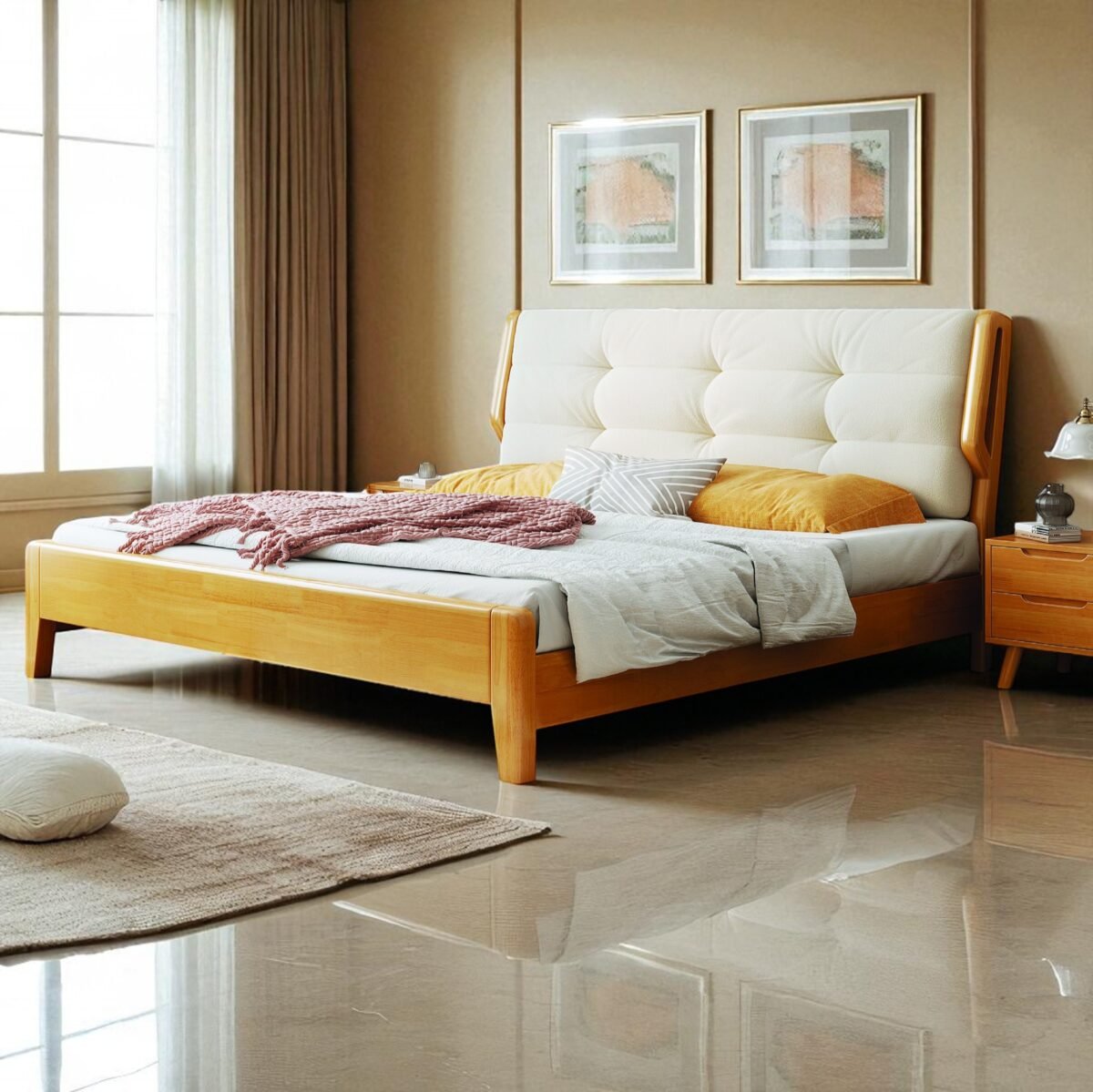 Solid Wooden Bedframe – Natural Finish - Image 10