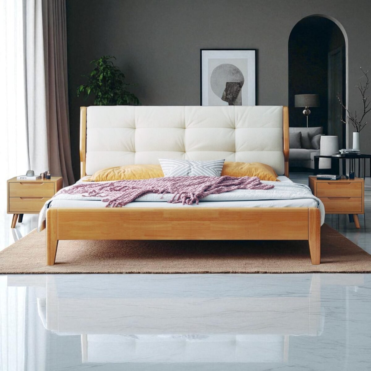 Solid Wooden Bedframe – Natural Finish - Image 7