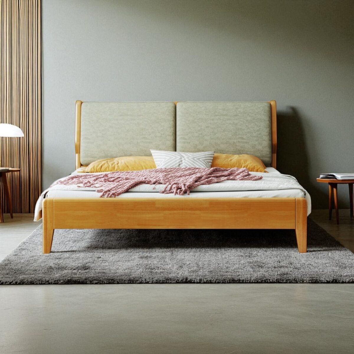 Solid Wooden Bedframe - Natural Finish - Image 4