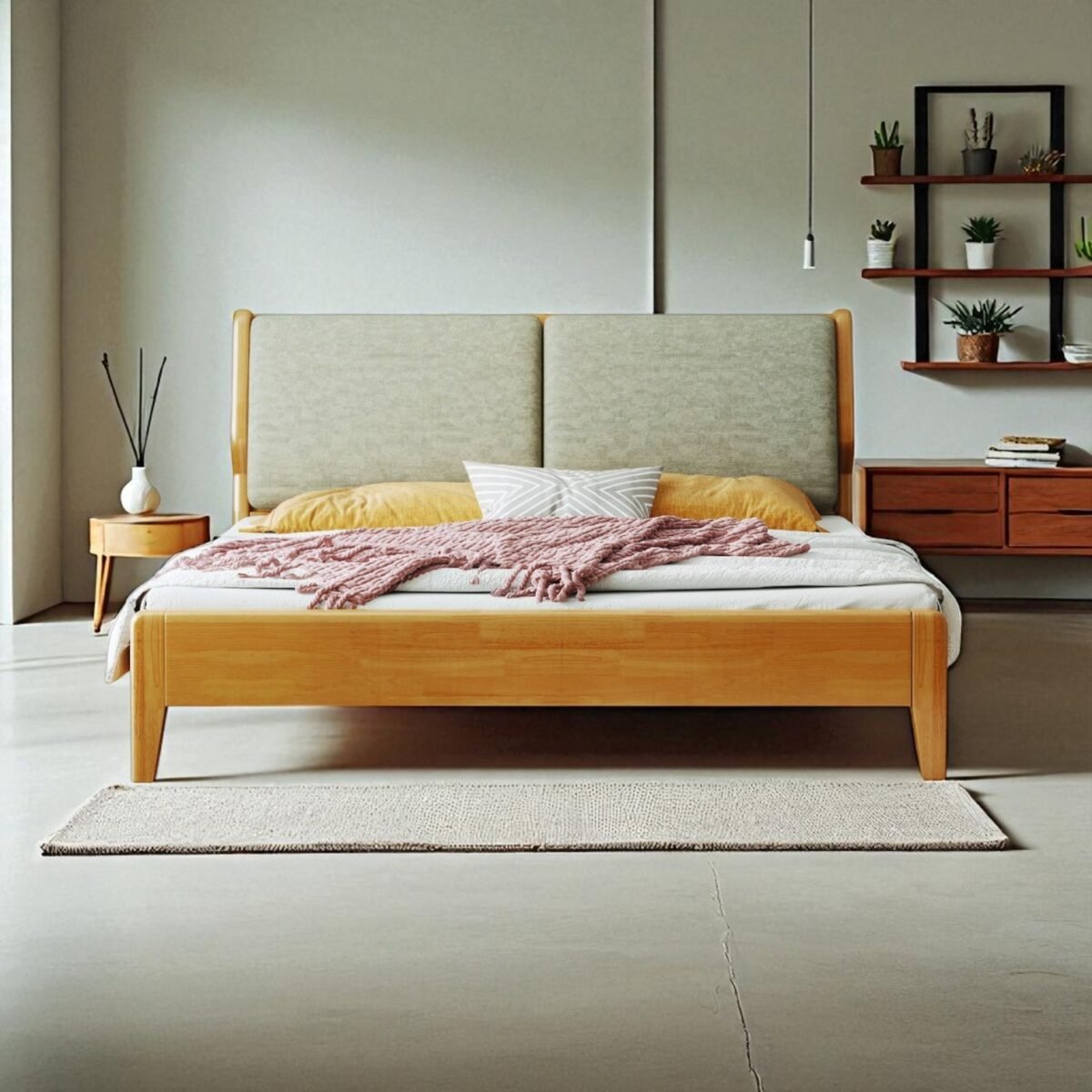 Solid Wooden Bedframe - Natural Finish - Image 5