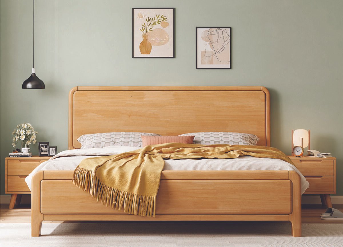 Solid Wooden Bedframe - Natural Finish - Image 3