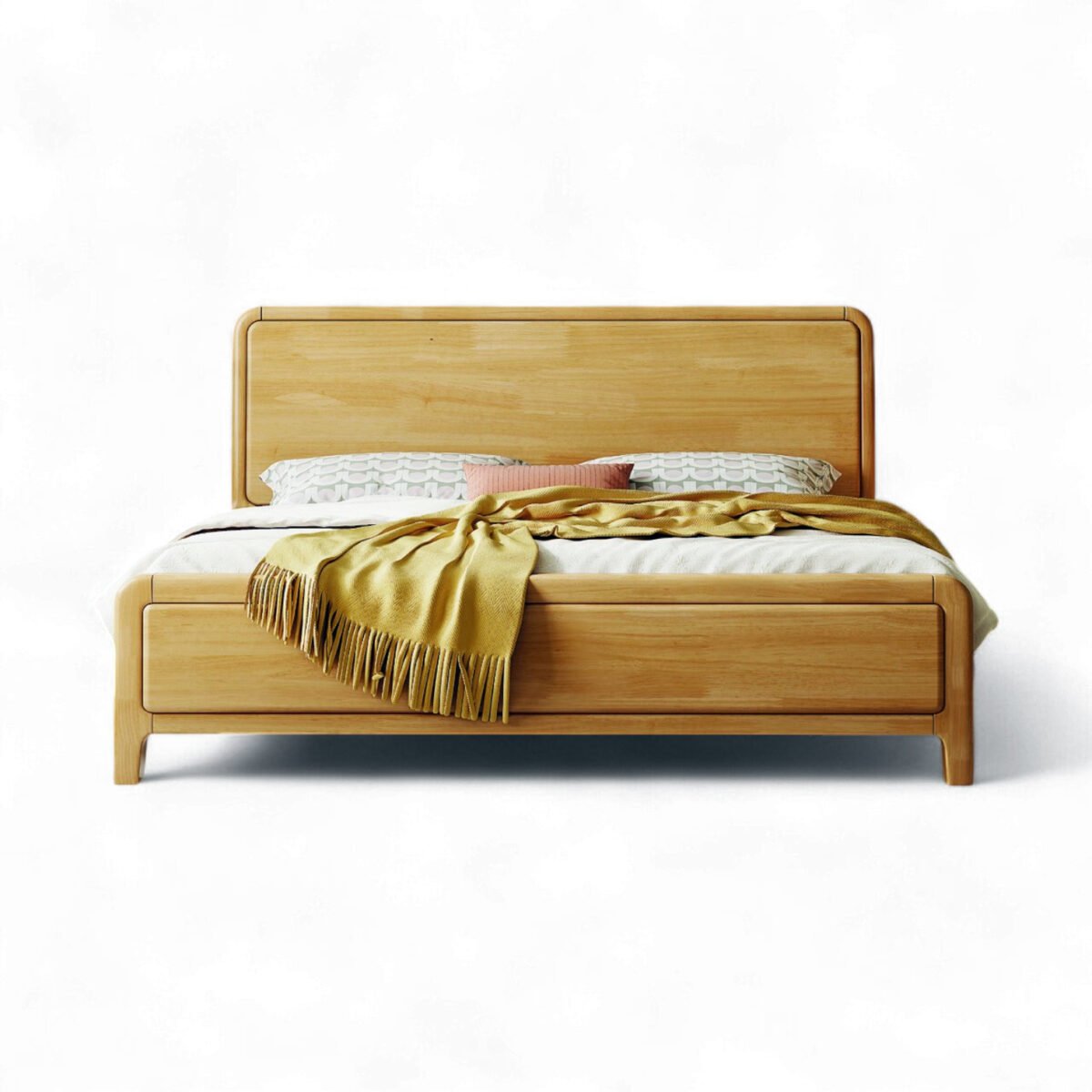 Solid Wooden Bedframe - Natural Finish - Image 1