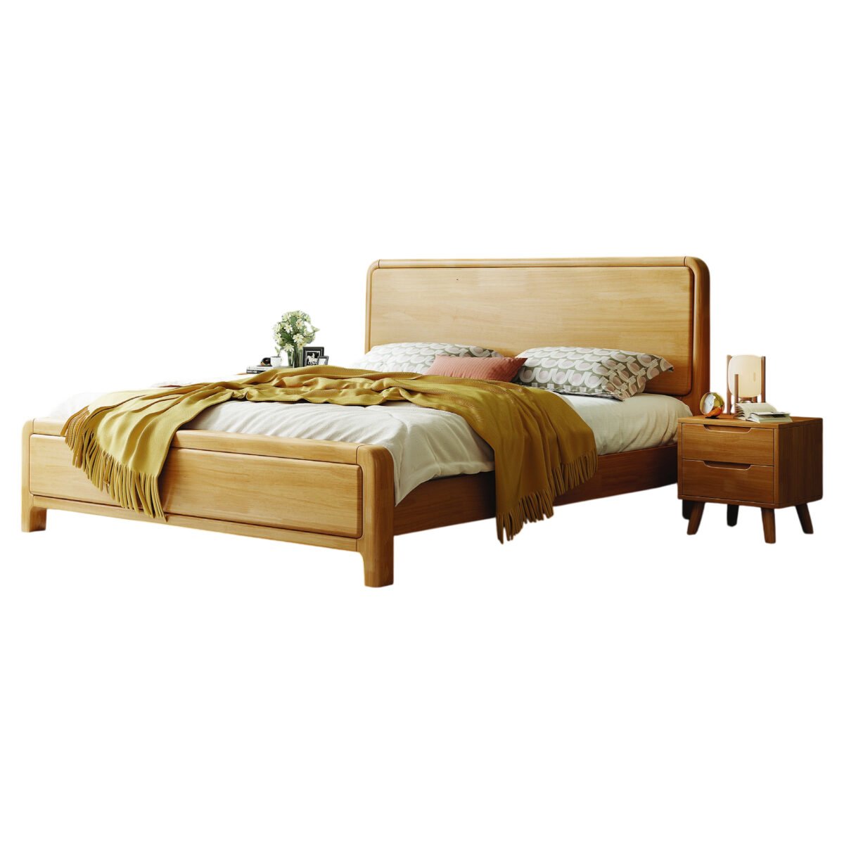 Solid Wooden Bedframe - Natural Finish - Image 5
