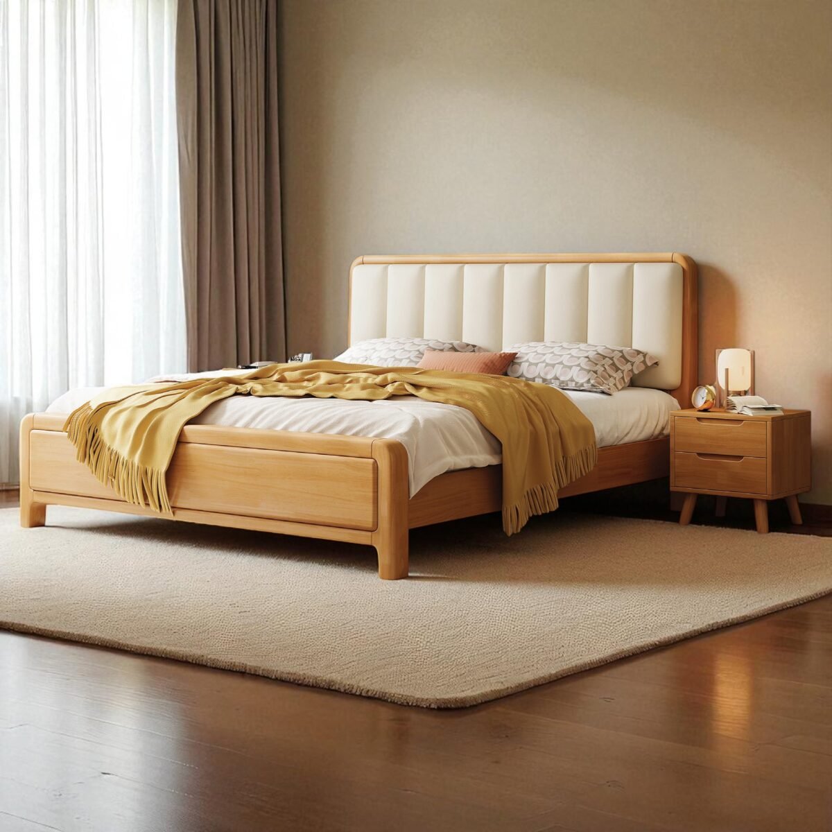 Solid Wooden Bedframe in Natural Finish - Image 3
