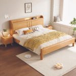 Solid Wooden Bedframe with USB and Lighted Headboard - Image 4