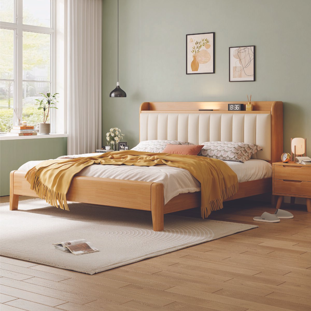 Solid Wooden Bedframe with USB Port - Image 5