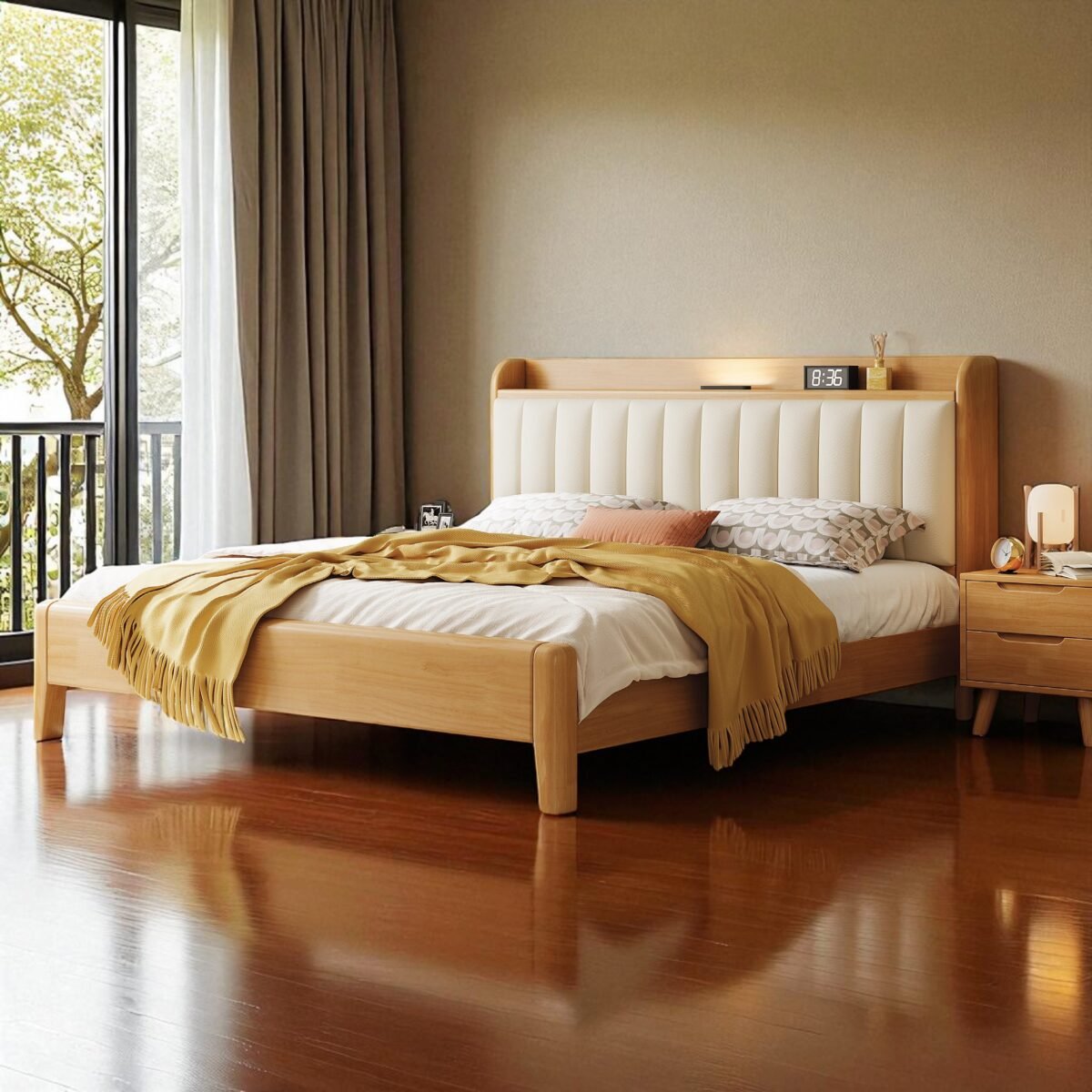 Solid Wooden Bedframe with USB Port - Image 3