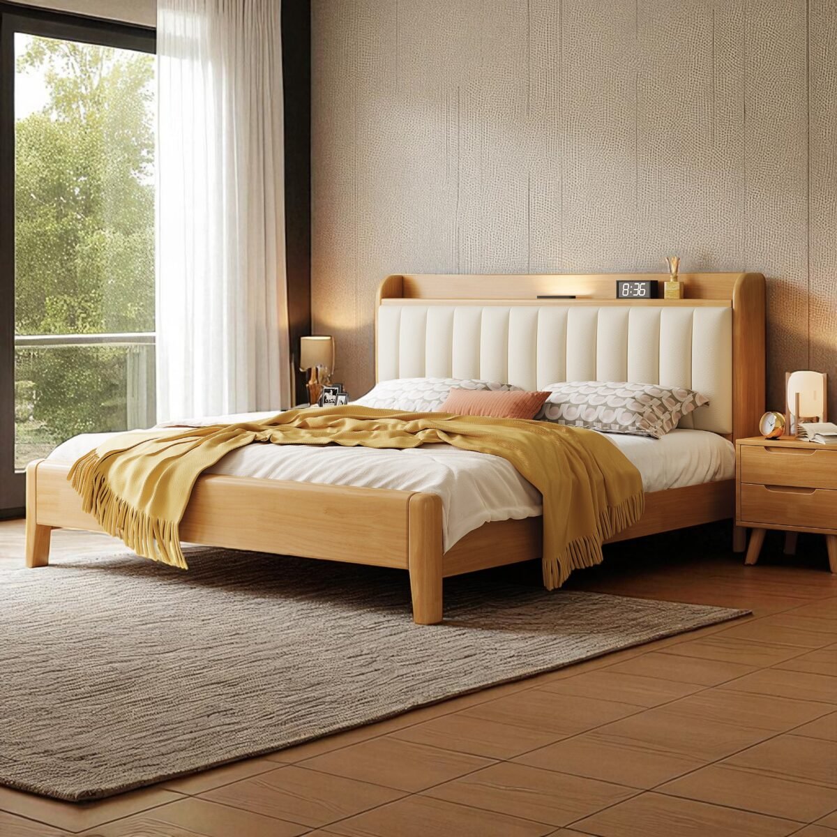 Solid Wooden Bedframe with USB Port - Image 4