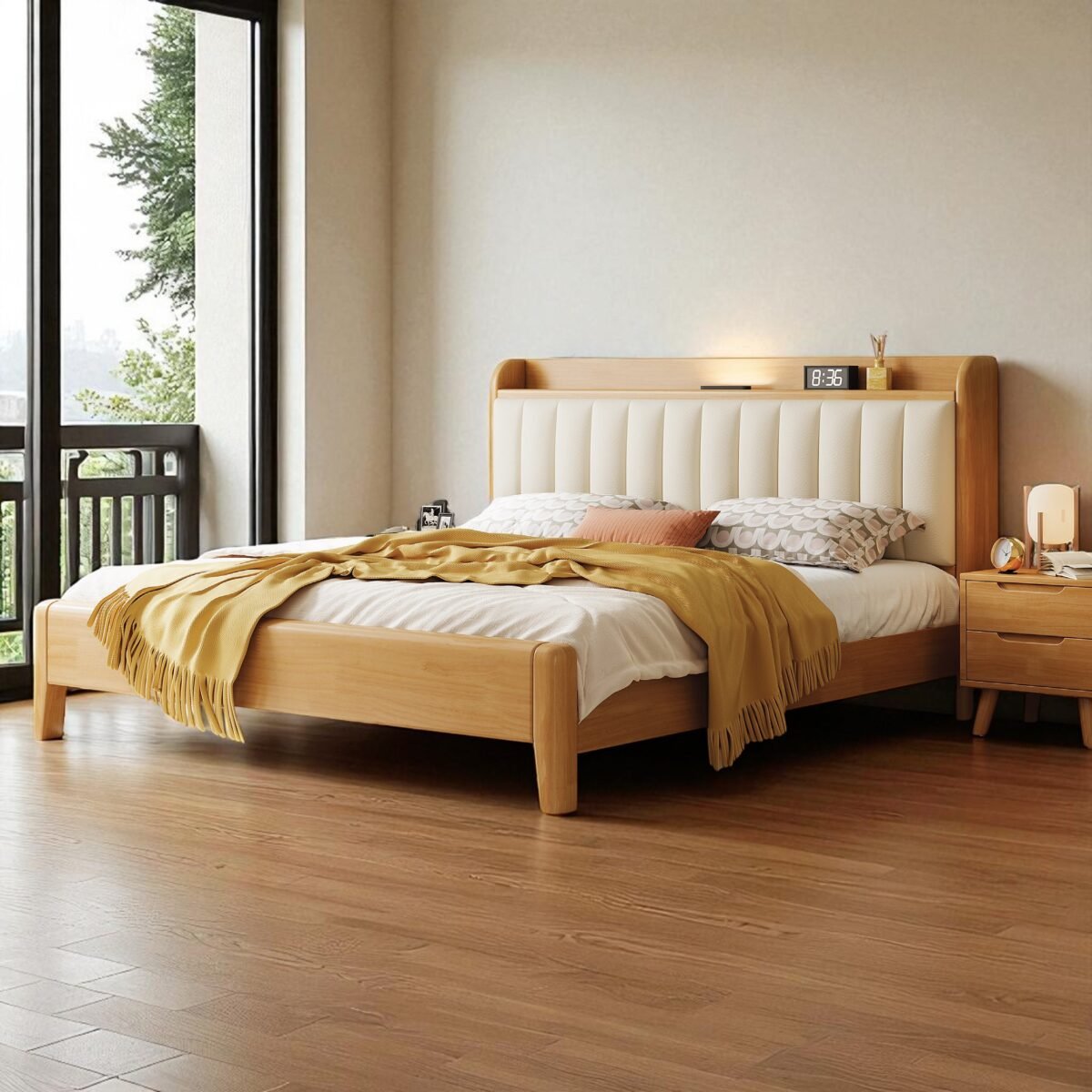 Solid Wooden Bedframe with USB Port - Image 6