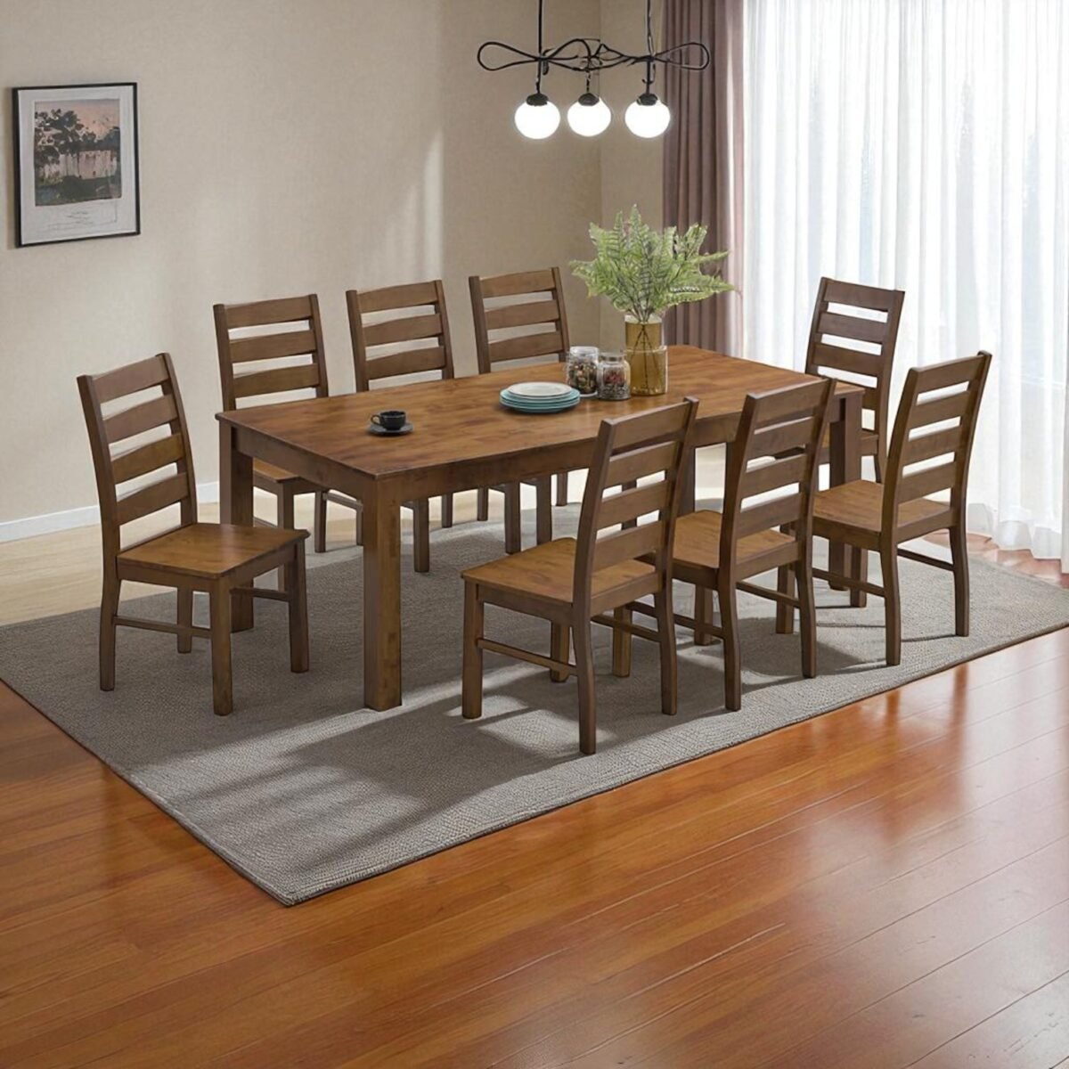 8-Piece Solid Wooden Dining Set - Image 3