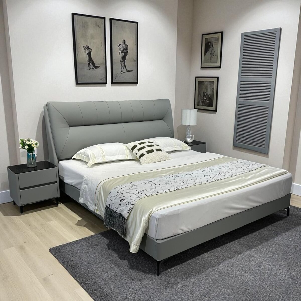 Modern Design Bed Frame with Eco-Leather Headboard - Image 5