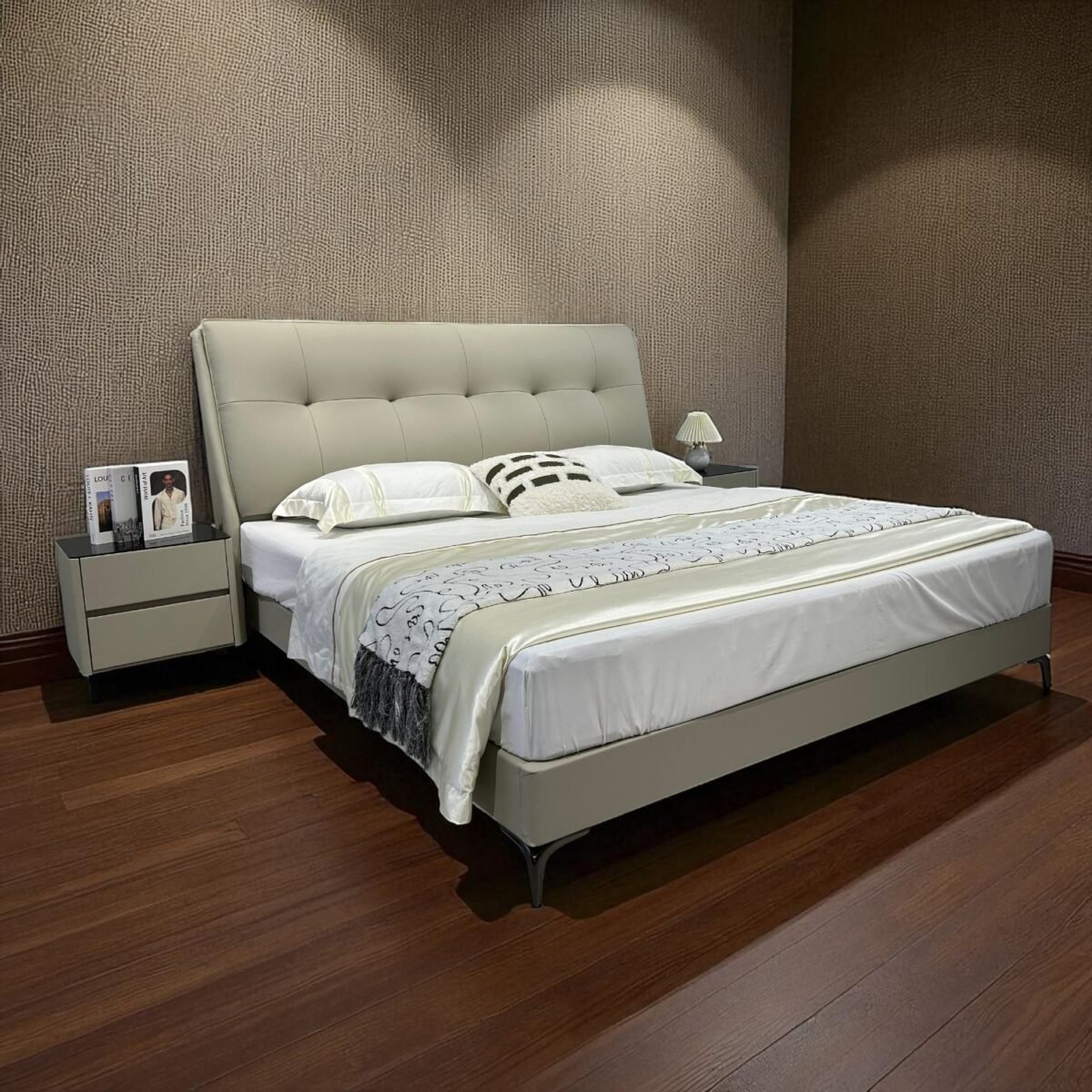 Modern Design Bed Frame with Eco-Leather Headboard - Image 4
