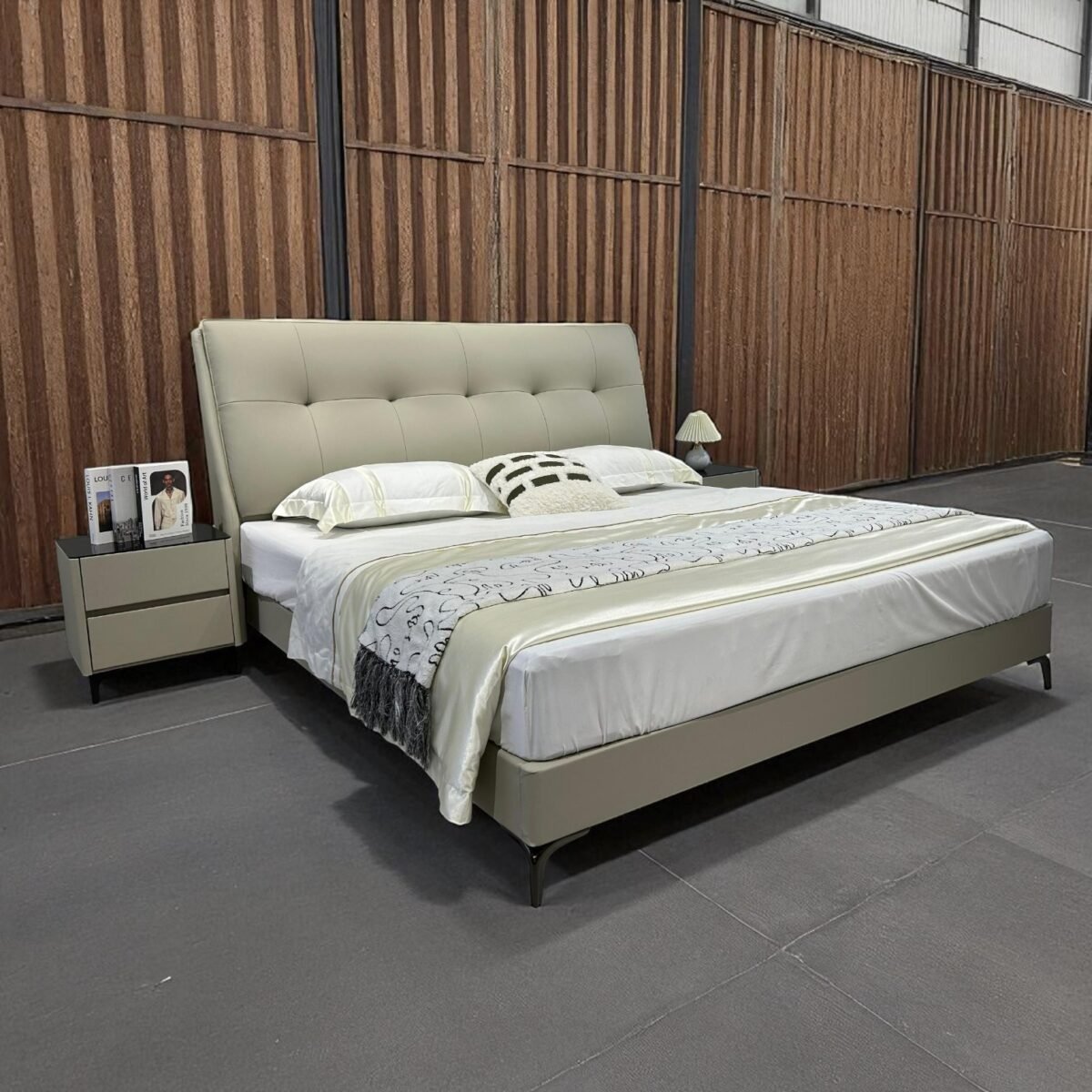 Modern Design Bed Frame with Eco-Leather Headboard - Image 3