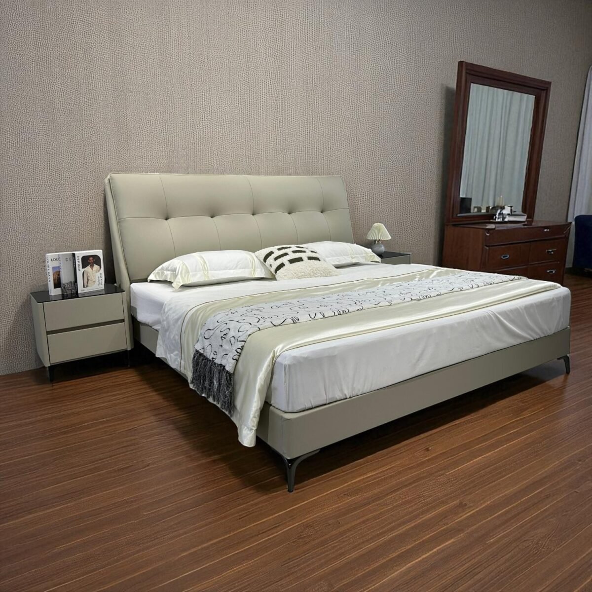 Modern Design Bed Frame with Eco-Leather Headboard - Image 11