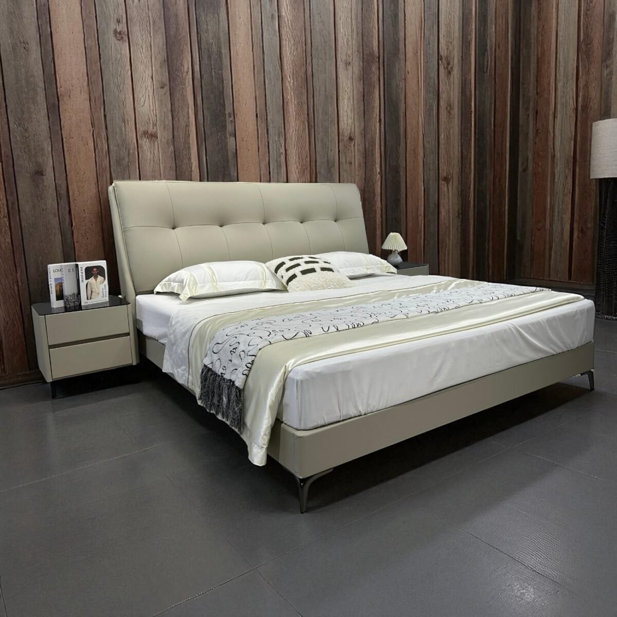 Modern Design Bed Frame with Eco-Leather Headboard - Image 10