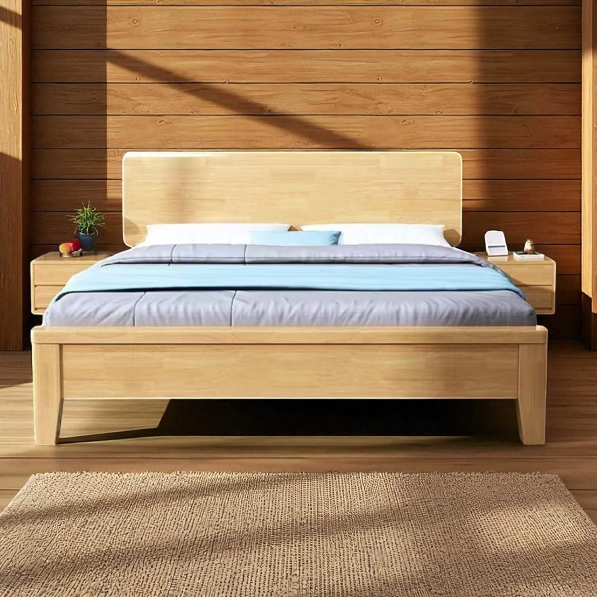 Solid Wood Bedframe - Natural Finish - Image 10