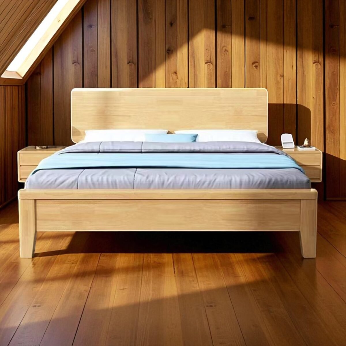 Solid Wood Bedframe - Natural Finish - Image 11